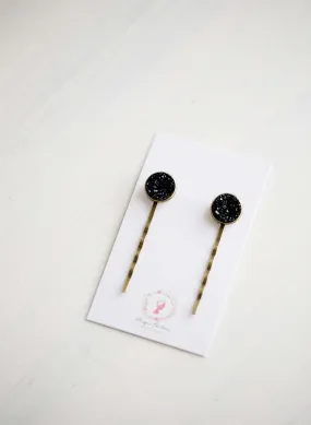 Black Druzy Bobby Pins - FINAL SALE