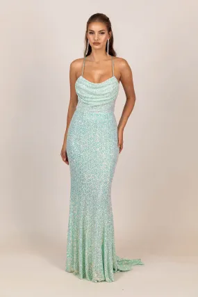 Eloisa Sequin Gown - Light Blue