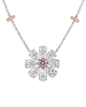 Fancy Pinkish Purple Diamond Flower Pendant