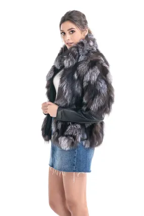 Silver Genuine Fox Fur Jacket